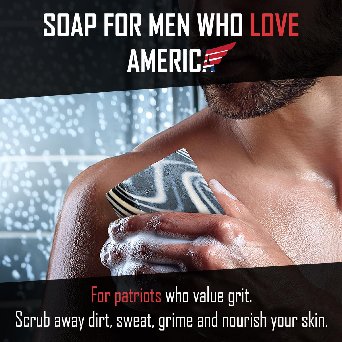 Right Wing Naturals bar in shower producing rich lather for effective cleansing