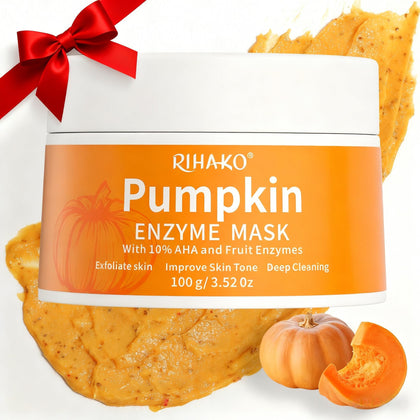 RIHAKO front packaging showing pumpkin enzyme mask and benefit brightening skin