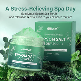RIHAKO scrub on spoon close-up showcasing gritty texture and moisturizing oils