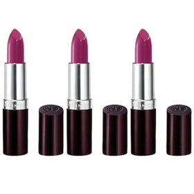 Rimmel front view showing amethyst shimmer tube and bold color payoff