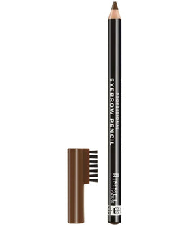 Rimmel eyebrow pencil hazel in-use lifestyle image applying pencil to eyebrow for quick grooming and defined shape