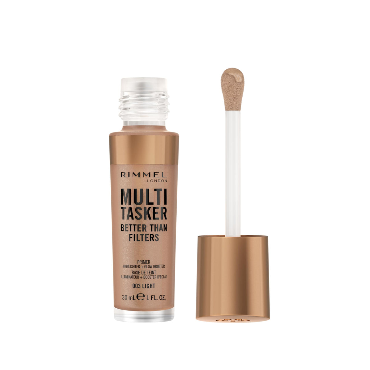 Rimmel product front packaging showing glow booster and primer benefits