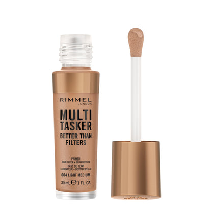 Rimmel Multi-Tasker front view showing sleek bottle and shade for easy identification and glow