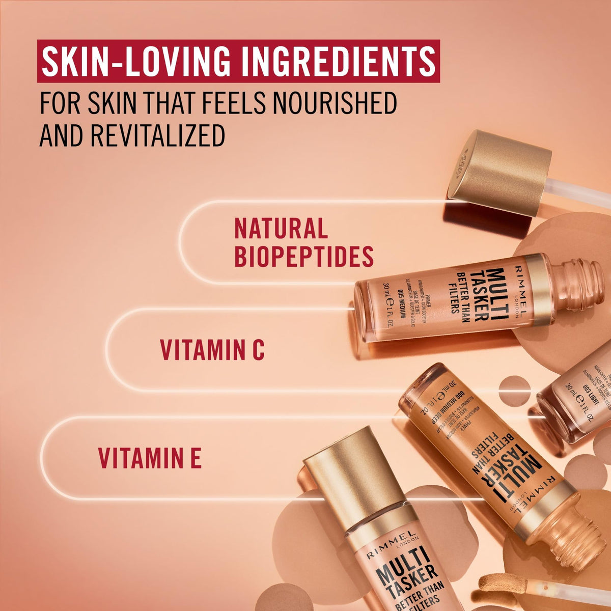 Rimmel blended with foundation for an all-over dewy finish and even coverage