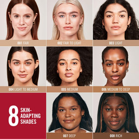 Rimmel before and after under foundation showing smoother, luminous base