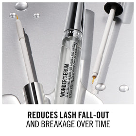 Rimmel Wonder’Serum lifestyle before and after image illustrating conditioned lashes and brows