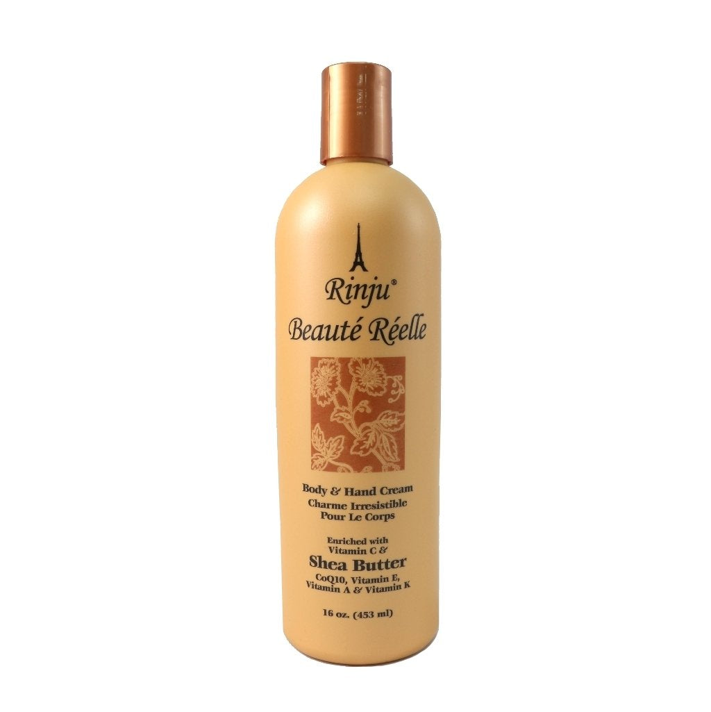 Rinju bottle front view showing lotion and branding for daily hydration