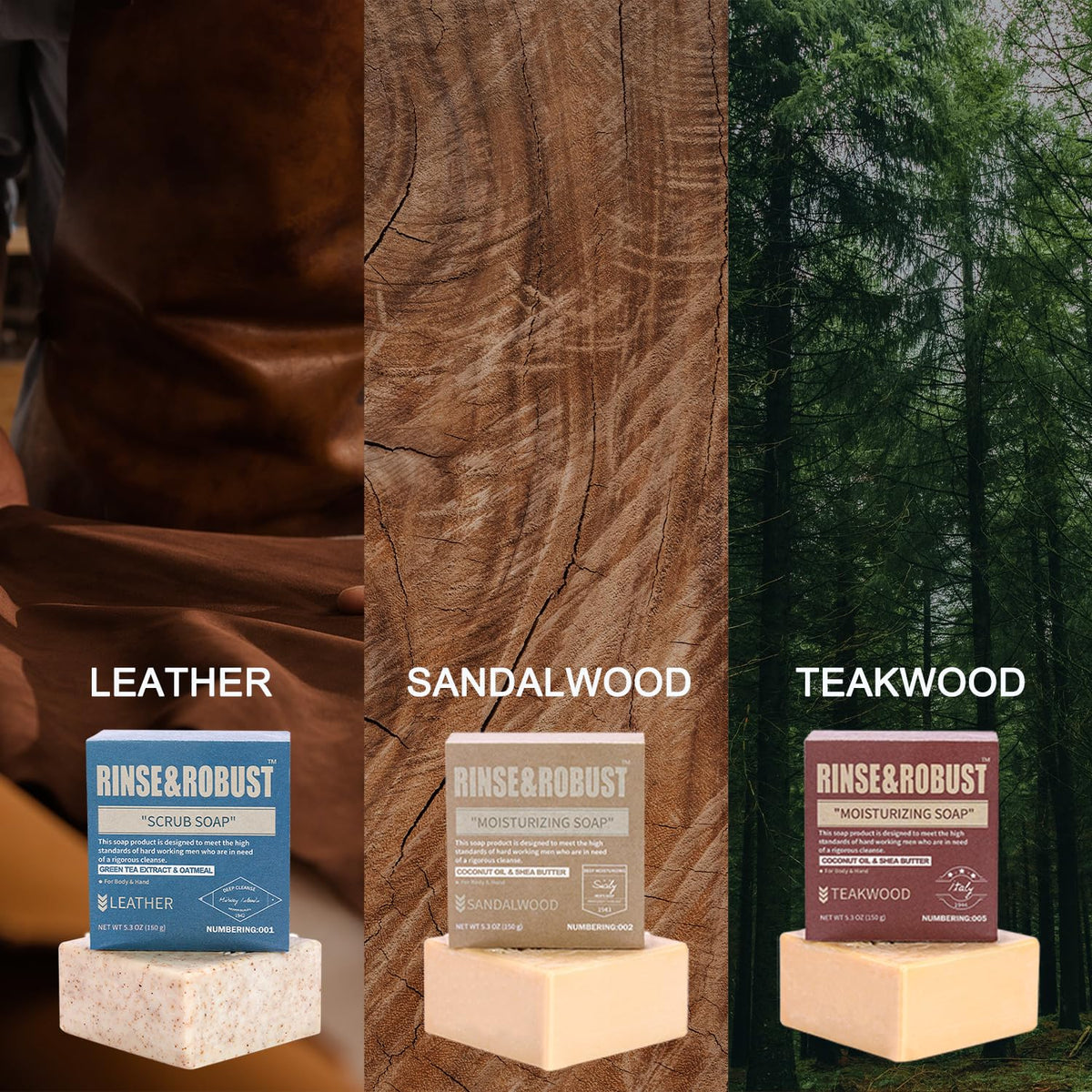 Rinse & Robust kraft box packaging with hand-painted design for gift-ready presentation