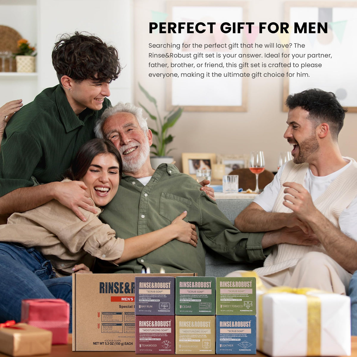 Rinse & Robust kraft gift box with hand-painted design, ready-to-gift benefit