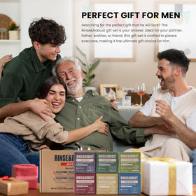 Rinse & Robust kraft gift box with hand-painted design, ready-to-gift benefit