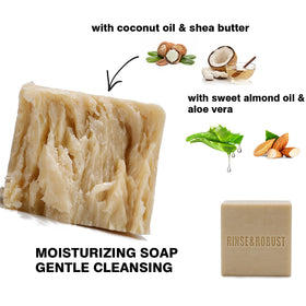 Rinse & Robust leather bar close-up highlighting smooth surface and deep warm scent