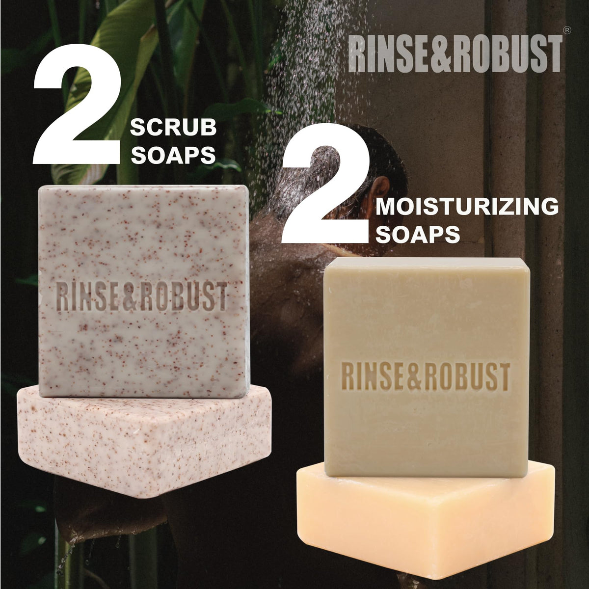 Rinse & Robust lemon cedar bar texture with visible ingredients offering gentle polish and bright scent
