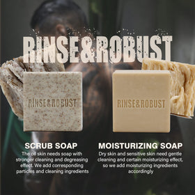 Rinse & Robust bars inside travel toiletry bag for on-the-go convenience