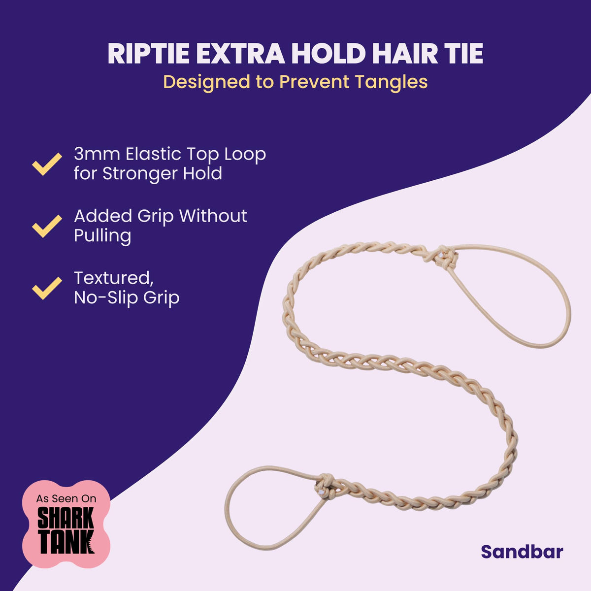 Rip Tie close-up of nylon weave texture, tangle-free benefit