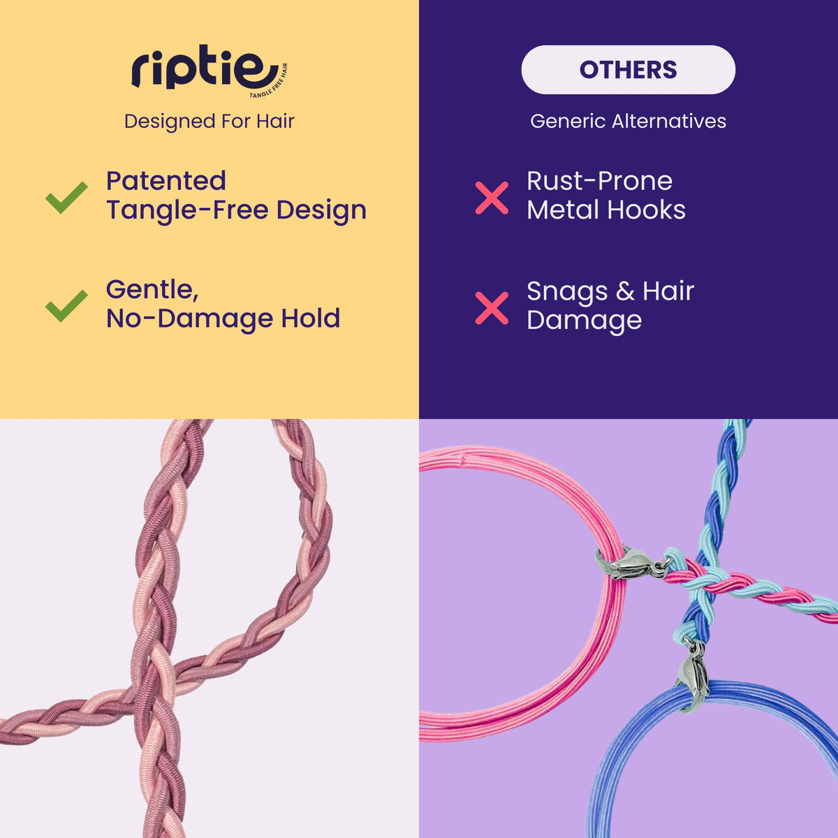 Rip Tie stretched elastic demonstrating durable nylon stretch without snapping