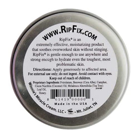 RipFix open tin close-up showing smooth salve texture for easy spread