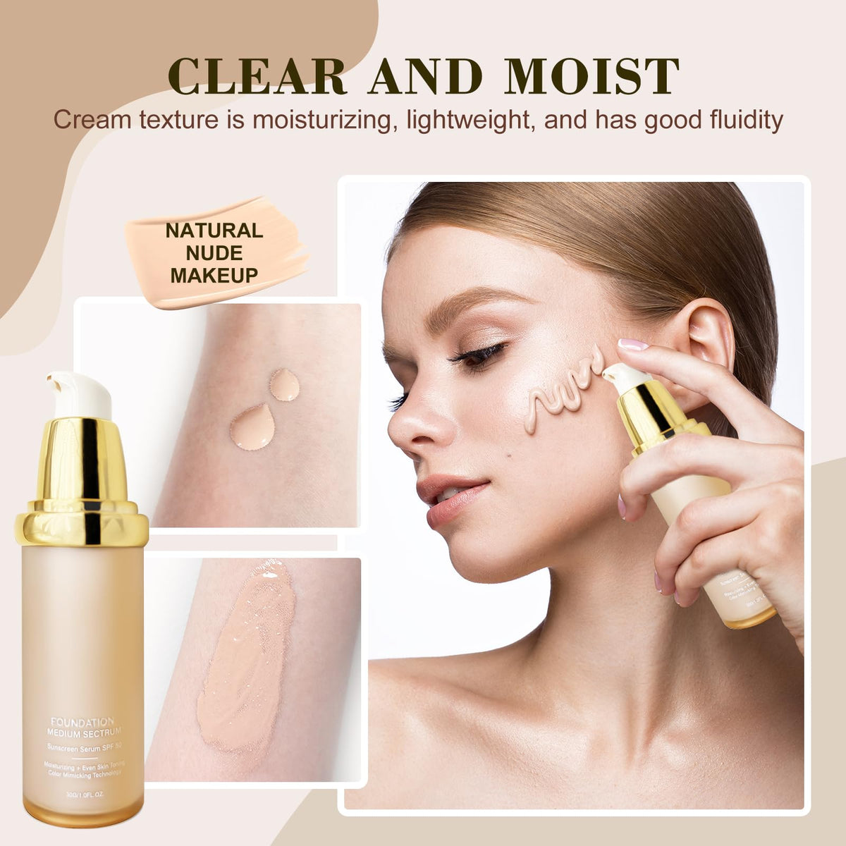 Rise Luxus finished makeup look on model for natural daywear benefit