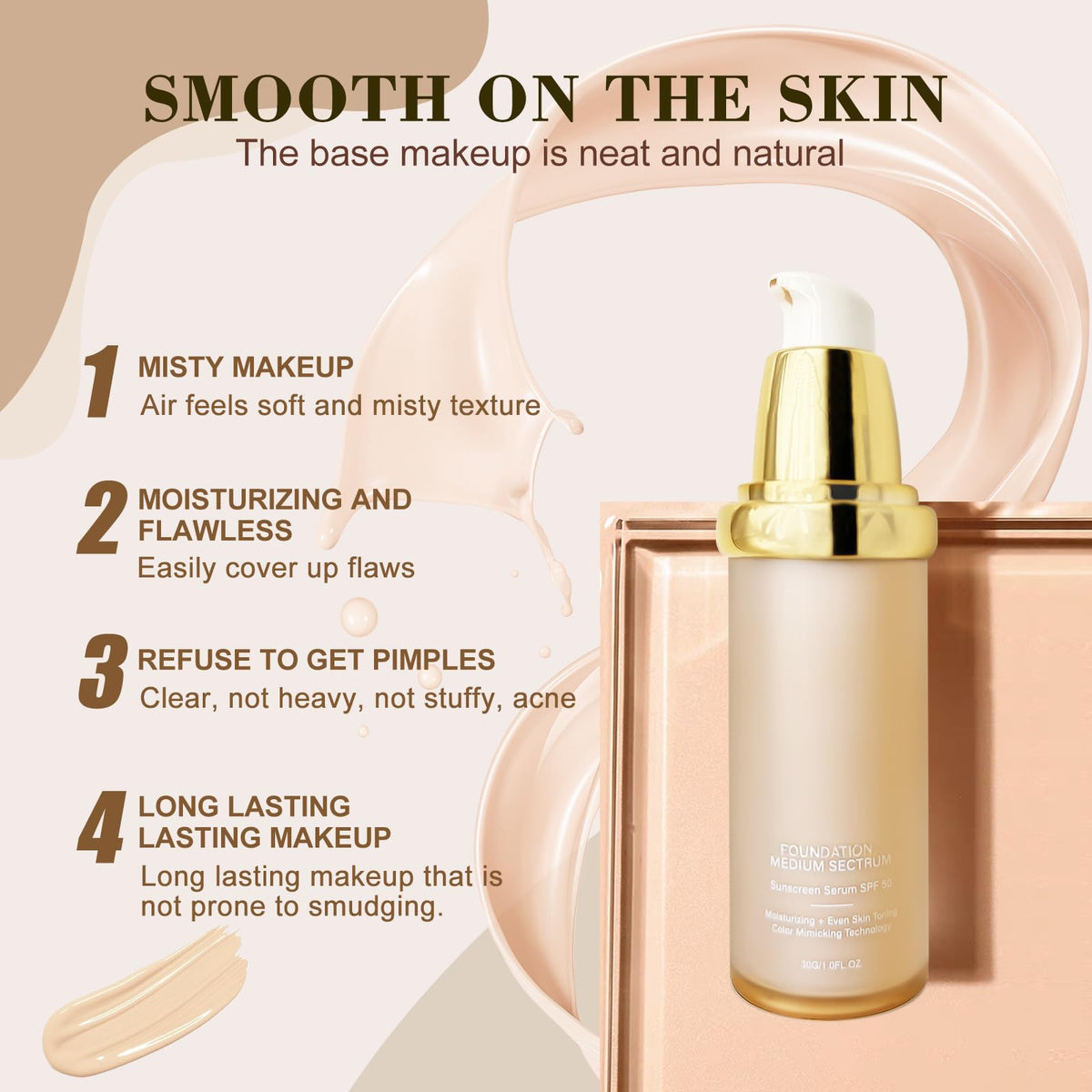 Rise Luxus close-up of foundation texture highlighting smooth hydration