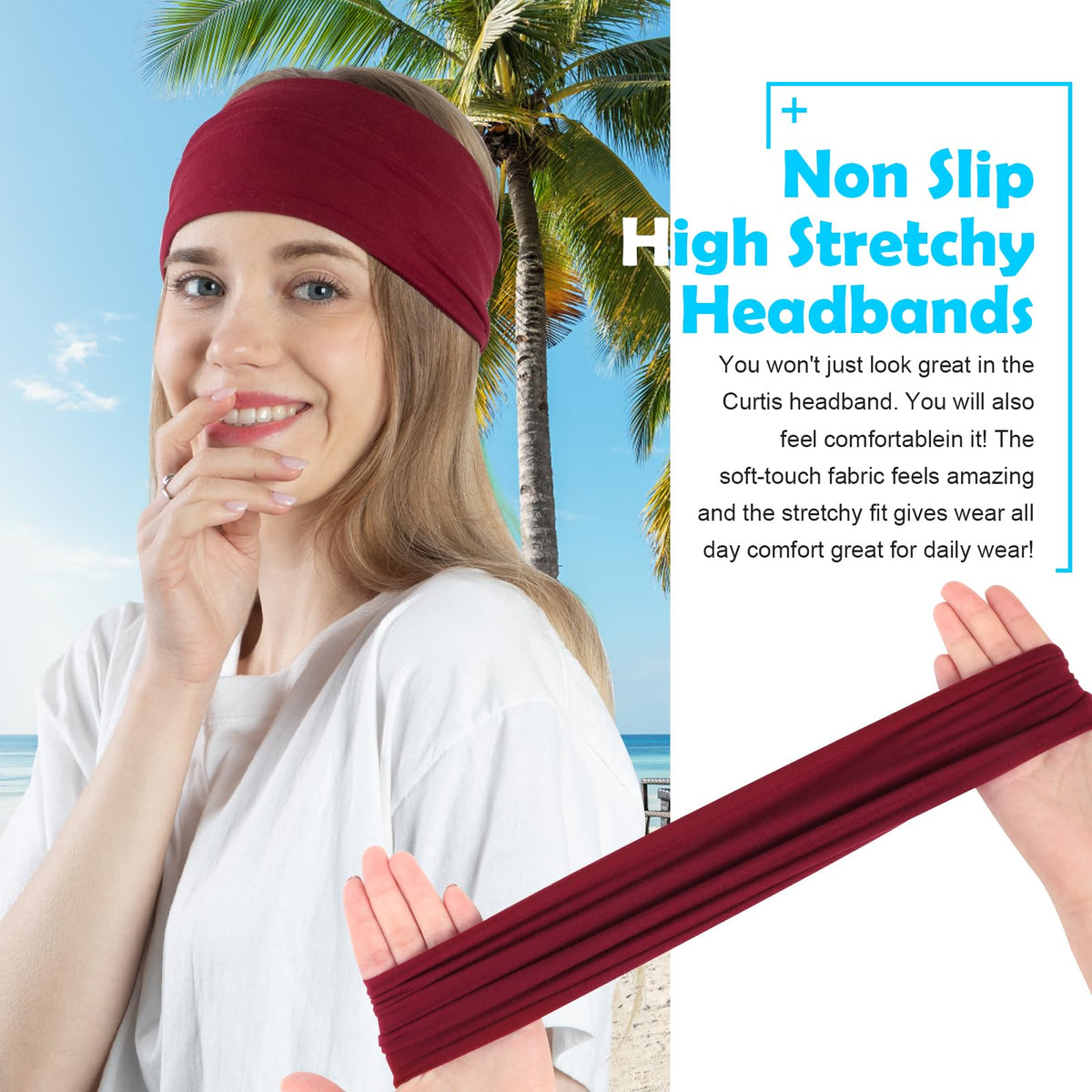 RITOPER headband worn during yoga keeping hair back and absorbing sweat