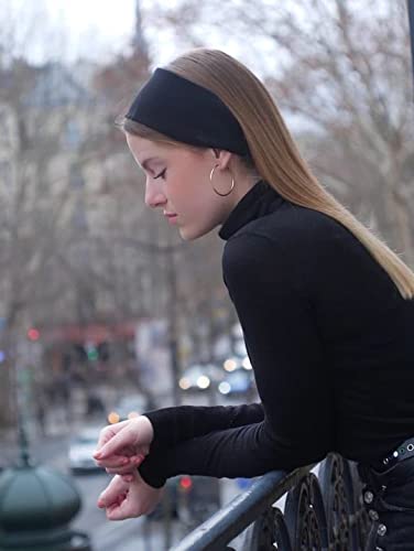 RITOPER headband tucked under bike helmet demonstrating secure non-slip fit