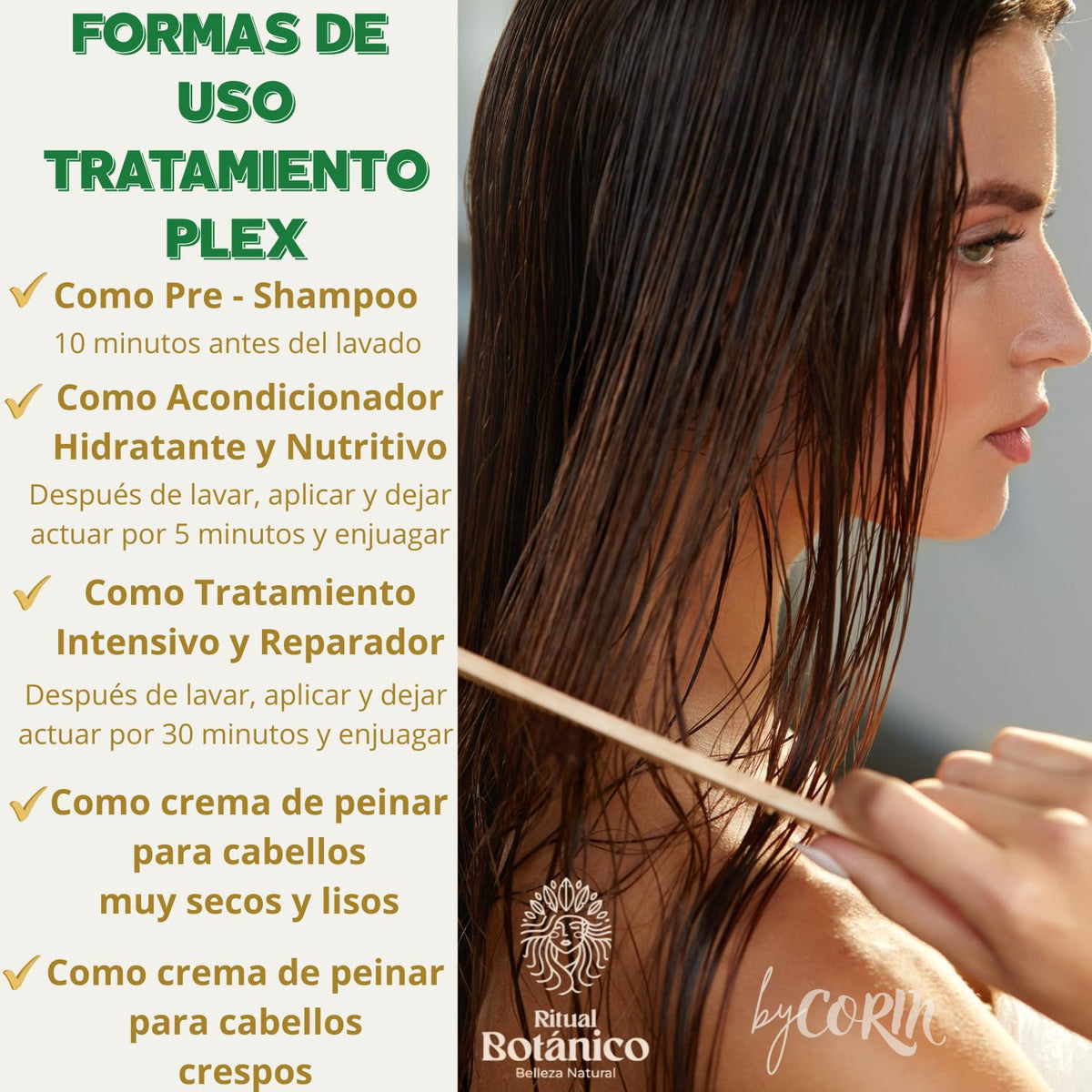 Ritual Botanico treated wet hair after routine showing smoother manageable finish