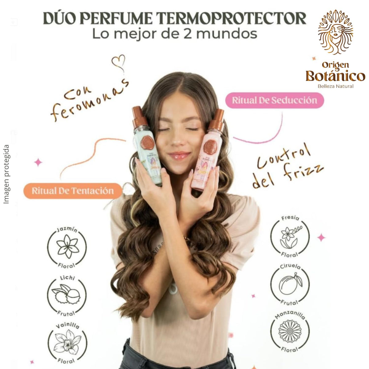 Ritual Botanico model spraying product on damp hair for detangling
