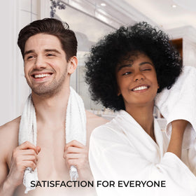 Rivermint man and woman using shampoo showing unisex routine benefit