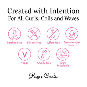Rizos Curls before and after curls showing reduced frizz and improved volume