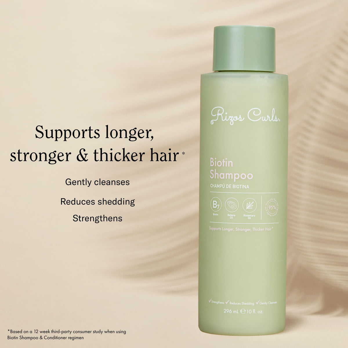 Rizos Curls creamy shampoo texture close-up showing gentle lather and consistency