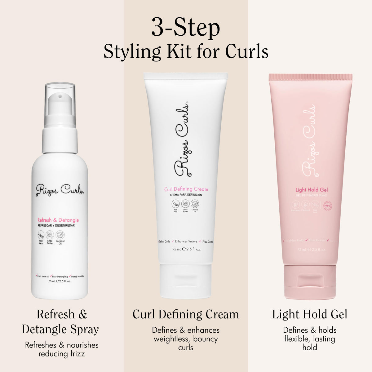 Rizos Curls cream texture close-up illustrating smooth hydration and definition