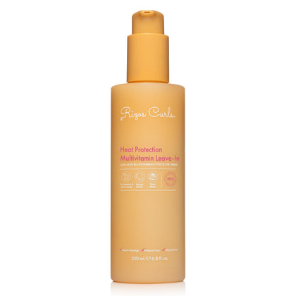 Rizos Curls front bottle showing product and clean design benefits shine