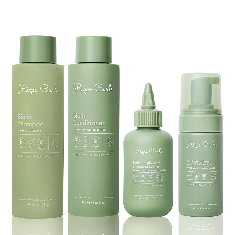 Rizos Curls front packaging showing collection and clear benefit of length support