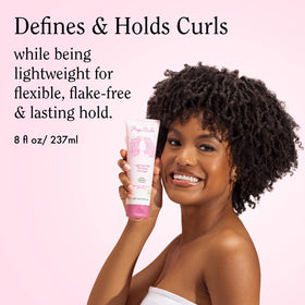 Rizos Curls open jar showing smooth gel texture for flexible hold