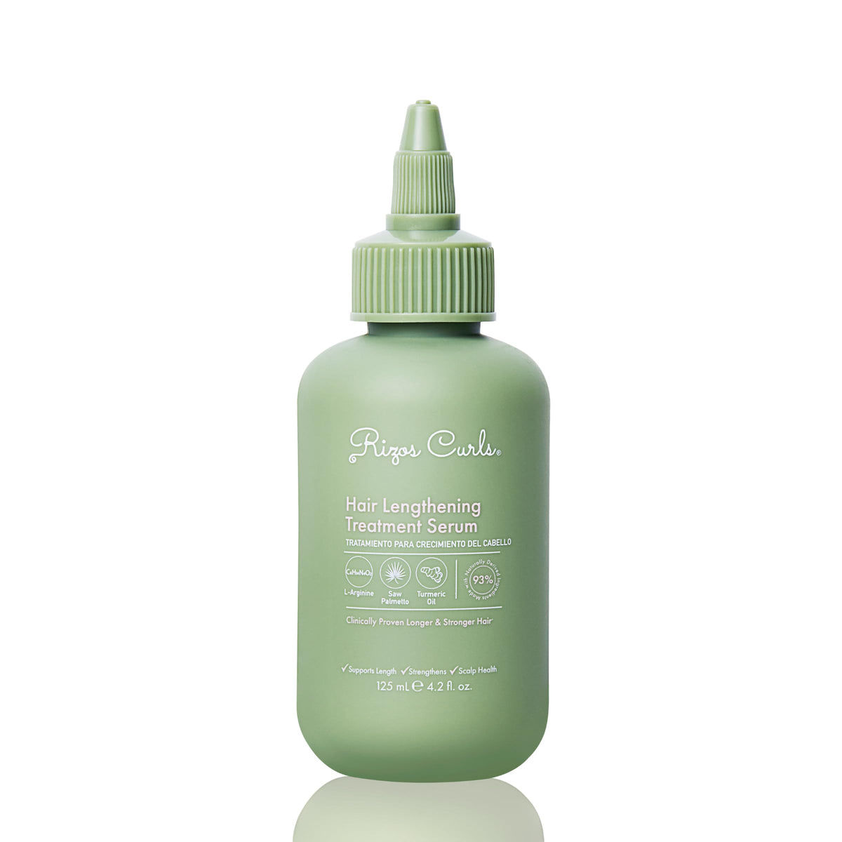 Rizos Curls front packaging showing bottle and branding for clear product identification and trust