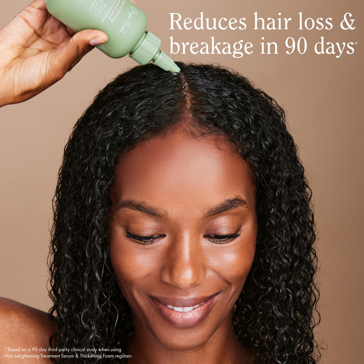 Rizos Curls serum texture drop close-up highlighting lightweight absorbent formula benefit