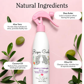 Rizos Curls ingredient close-up with coconut, aloe vera and shea butter for nourishment