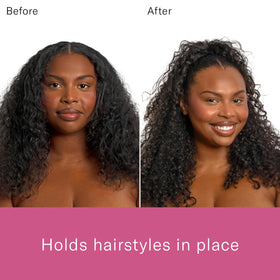 Rizos Curls wax stick in hand demonstrating travel-friendly size and convenience
