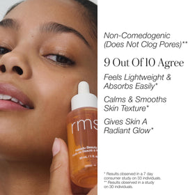 RMS Beauty applied on cheek demonstrating dewy glow and immediate radiance
