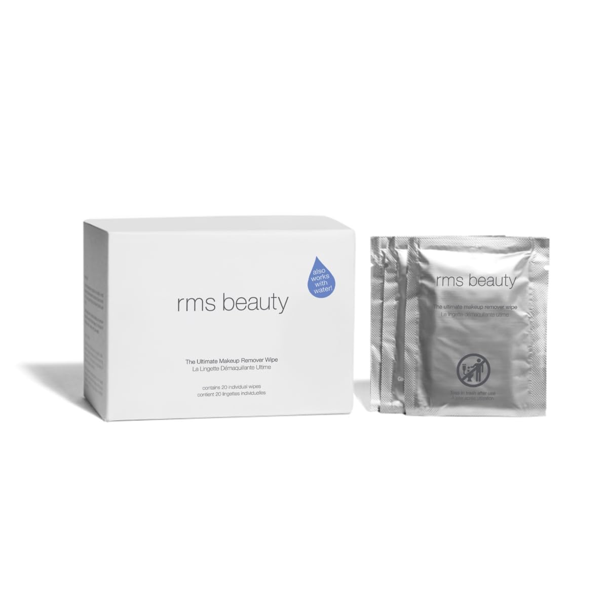 RMS Beauty label highlighting biodegradable fibers and eco-friendly benefit for planet