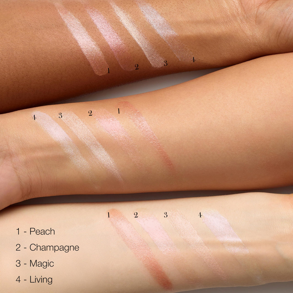 RMS Beauty luminizer tapped on cheekbone for a dewy, lifted look
