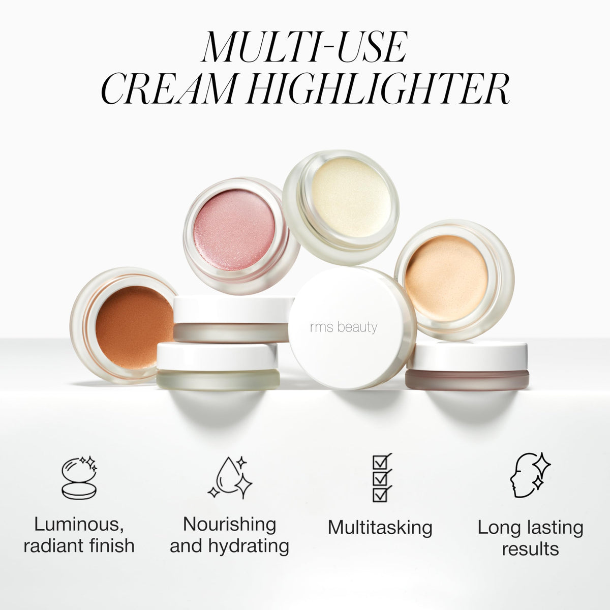 RMS Beauty luminizer open pot showing creamy satin-pearl texture for natural glow