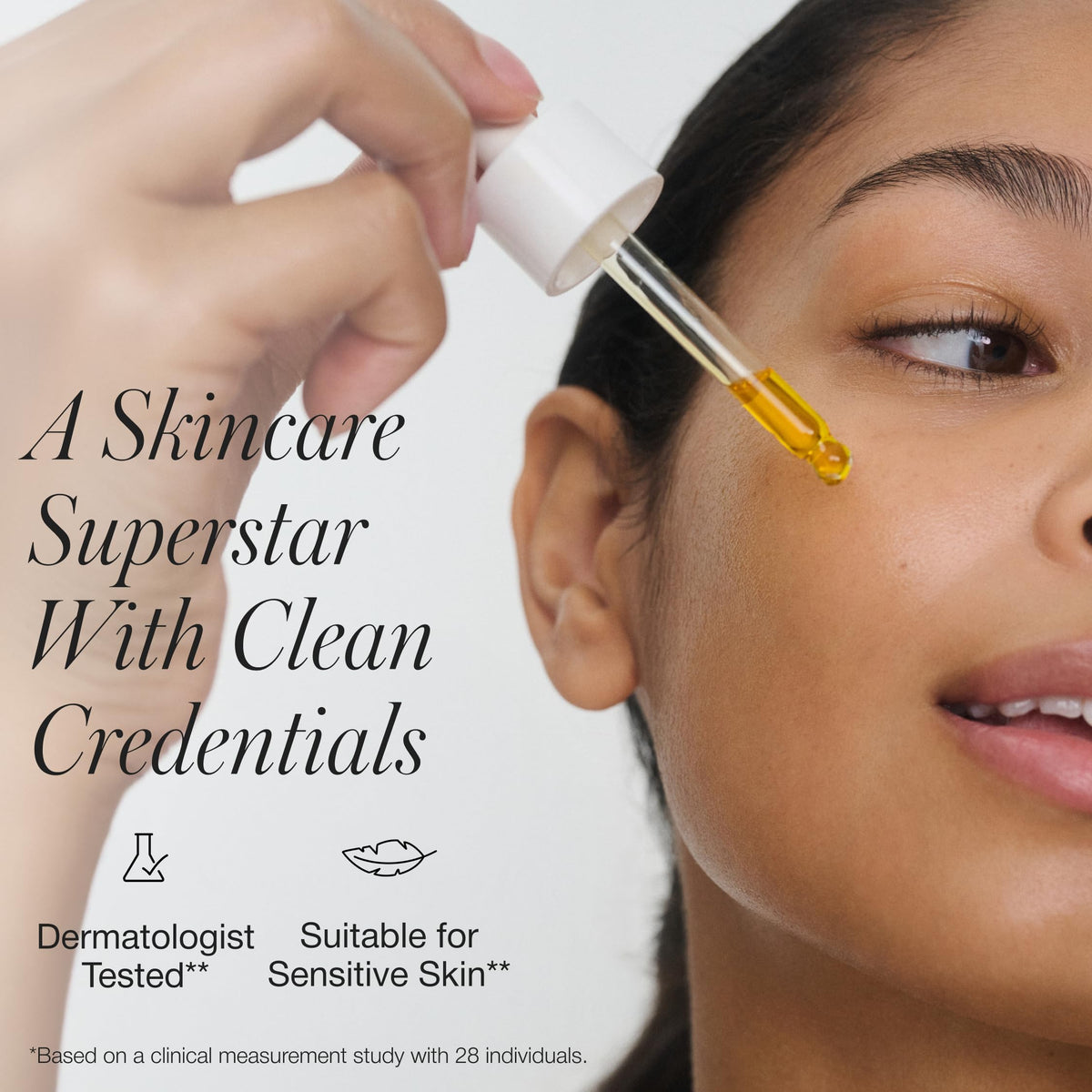RMS Beauty pipette dispensing drops to show precise application and minimal waste