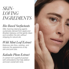 RMS Beauty foamy lather in hand demonstrating efficient cleansing and comfortable feel