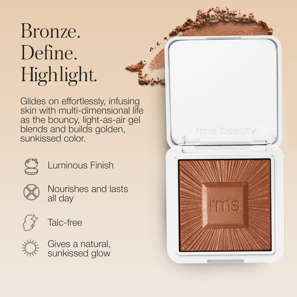 RMS Beauty compact open with mirror enabling precise touch-ups on the go