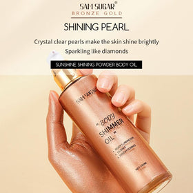 RMYHIG shimmer body oil pouring texture showcasing moisturizing glow