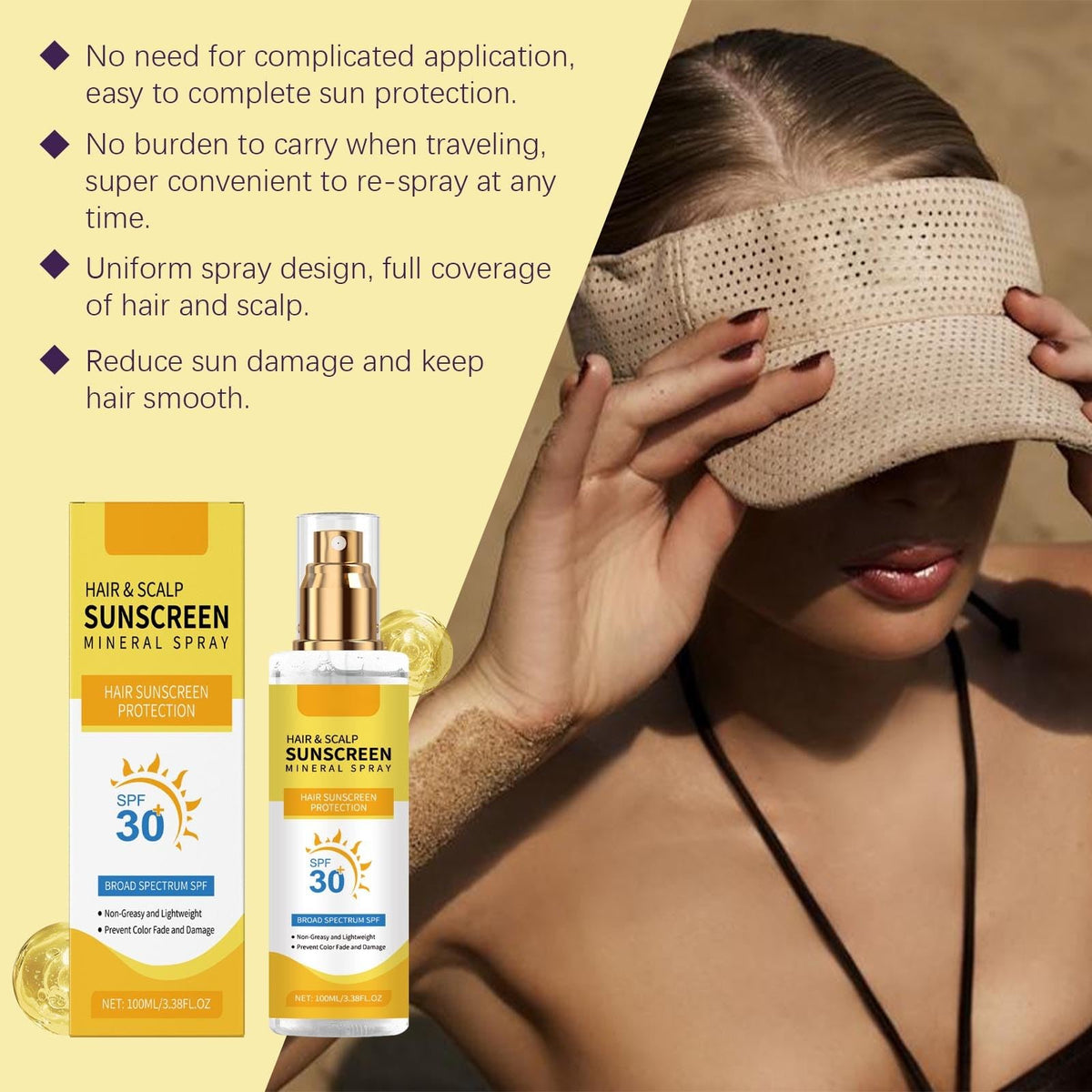 RnemiTe-amo spray settling on hair strands to preserve color