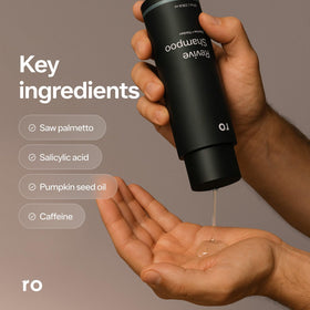 Ro pump dispenser in action dispensing shampoo, convenient controlled use benefit