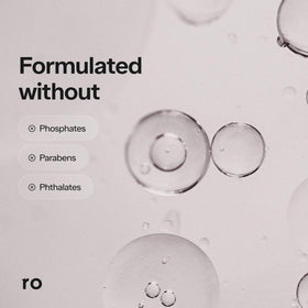 Ro shampoo pouring with mint lather illustrating clarifying, refreshing cleanse