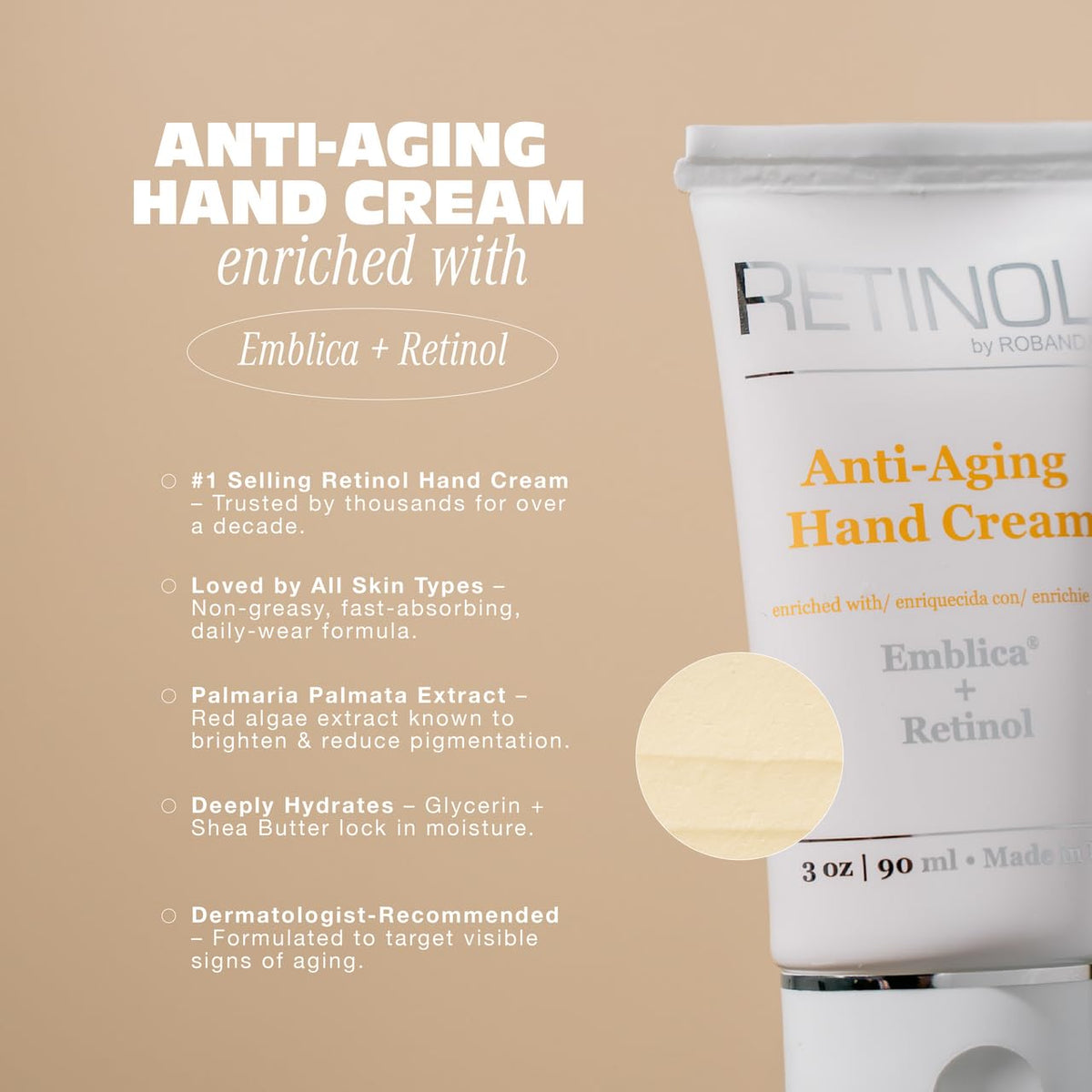 Robanda hand application showing quick absorption and softer skin benefit
