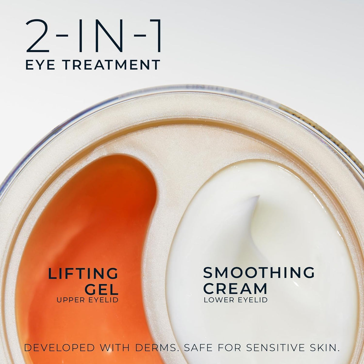 RoC under-eye cream applied on skin showing depuffing and smoothing